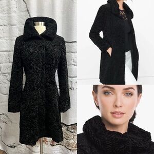White House Black Market Persian Lamb‎ Faux Fur Black Coat Jacket Coat Luxury